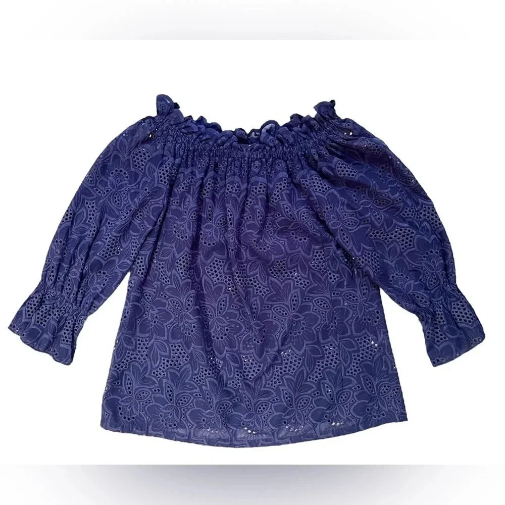 Danielle Fichera Navy Lace Gabriella Blouse